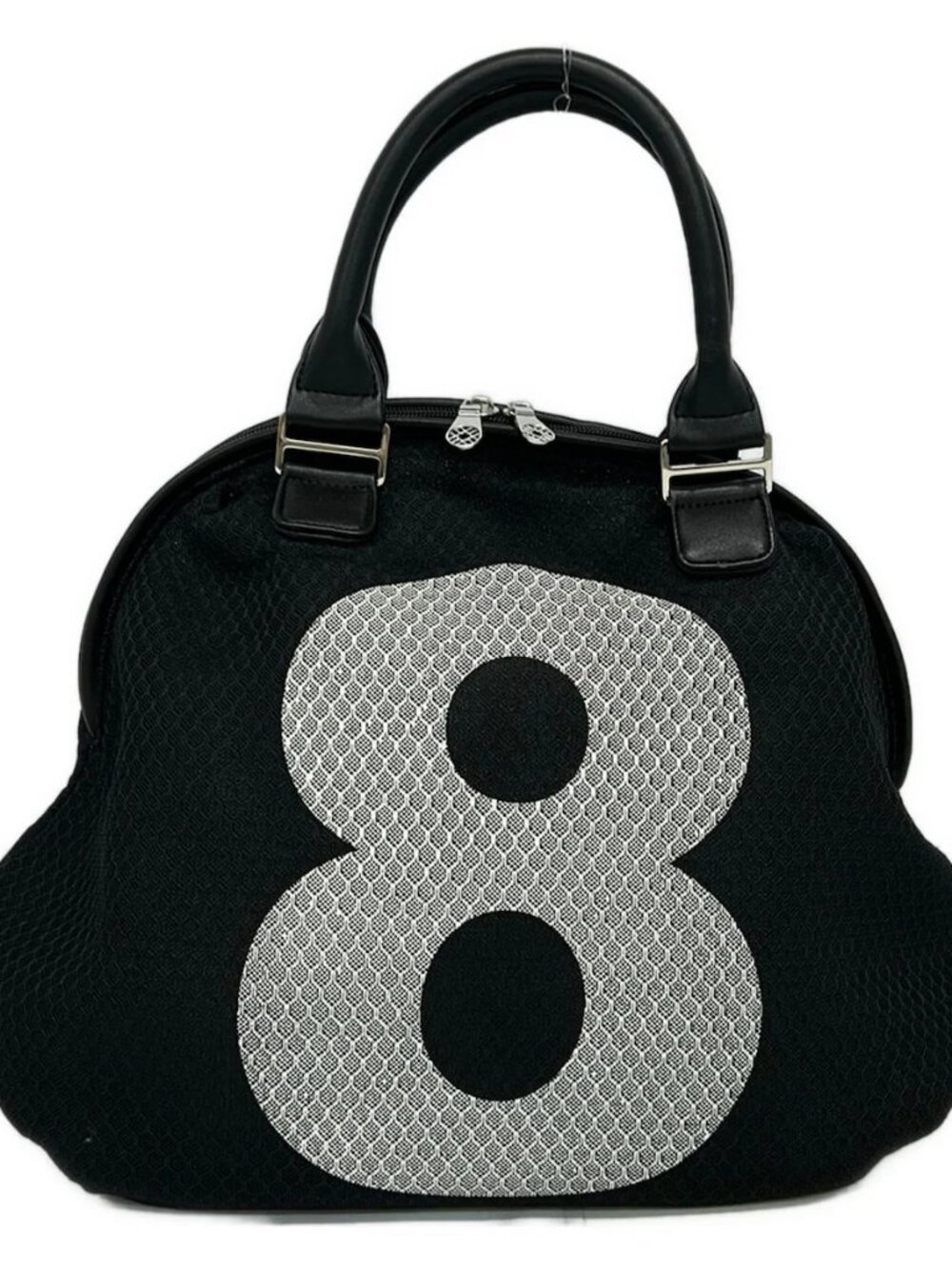 muta Black White Chemical Fiber Leather Handbag - Picture 1 of 11
